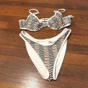 Dippin' Daisy's Striped Bikini Set - Black and Brown